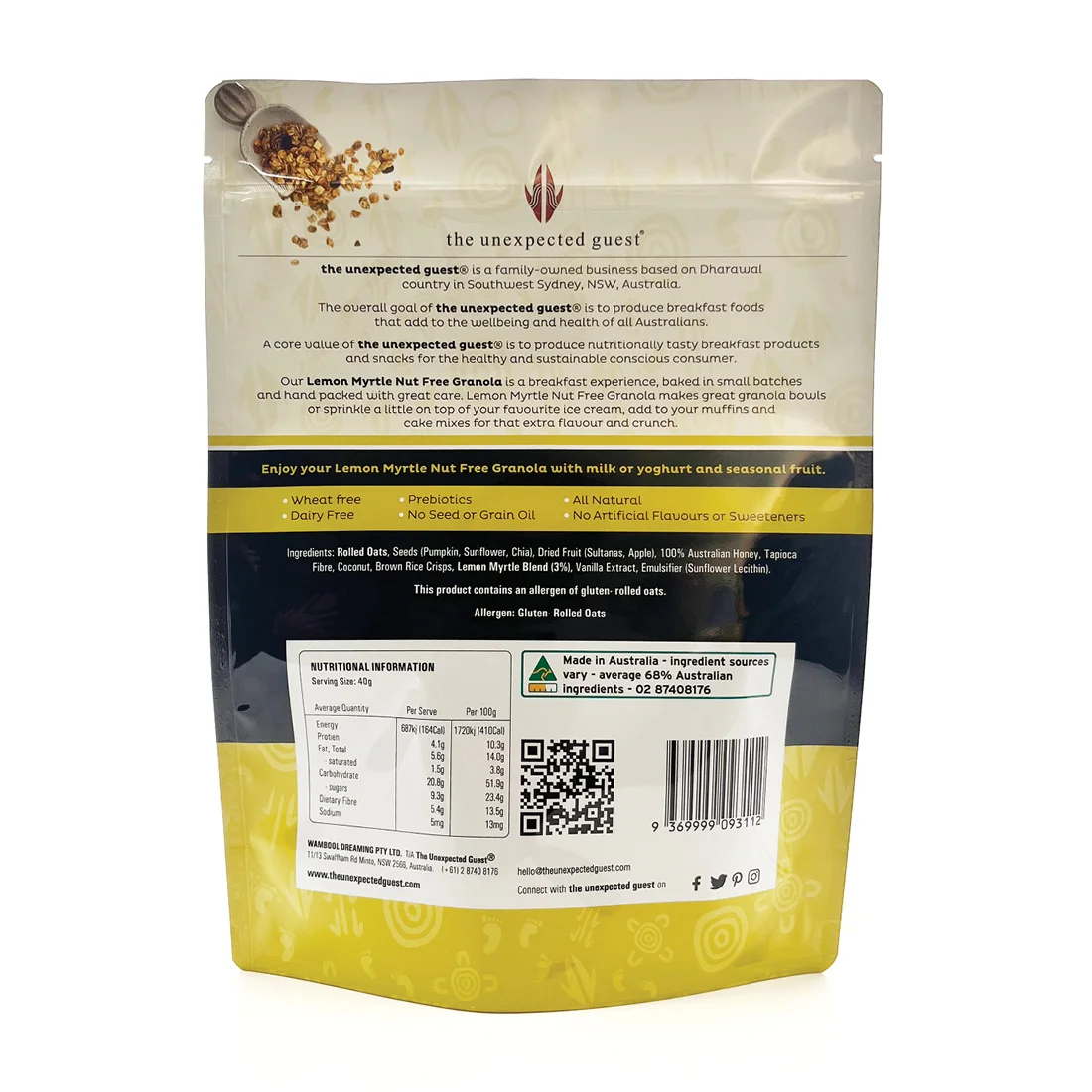 Lemon Myrtle Nut Free Granola 1kg- honey flavour- fragrant with Chia seeds - Image 2